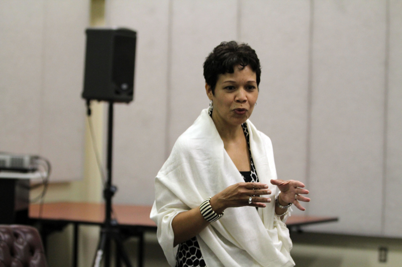 “It has been a great way of bringing people into The Times over the years but certainly not the only way,” Winter said by email. Ingrid Ciprian-Matthews gave tips to students participating in the JCamp high school journalism program in 2012 (Jack Chen/JCamp)
